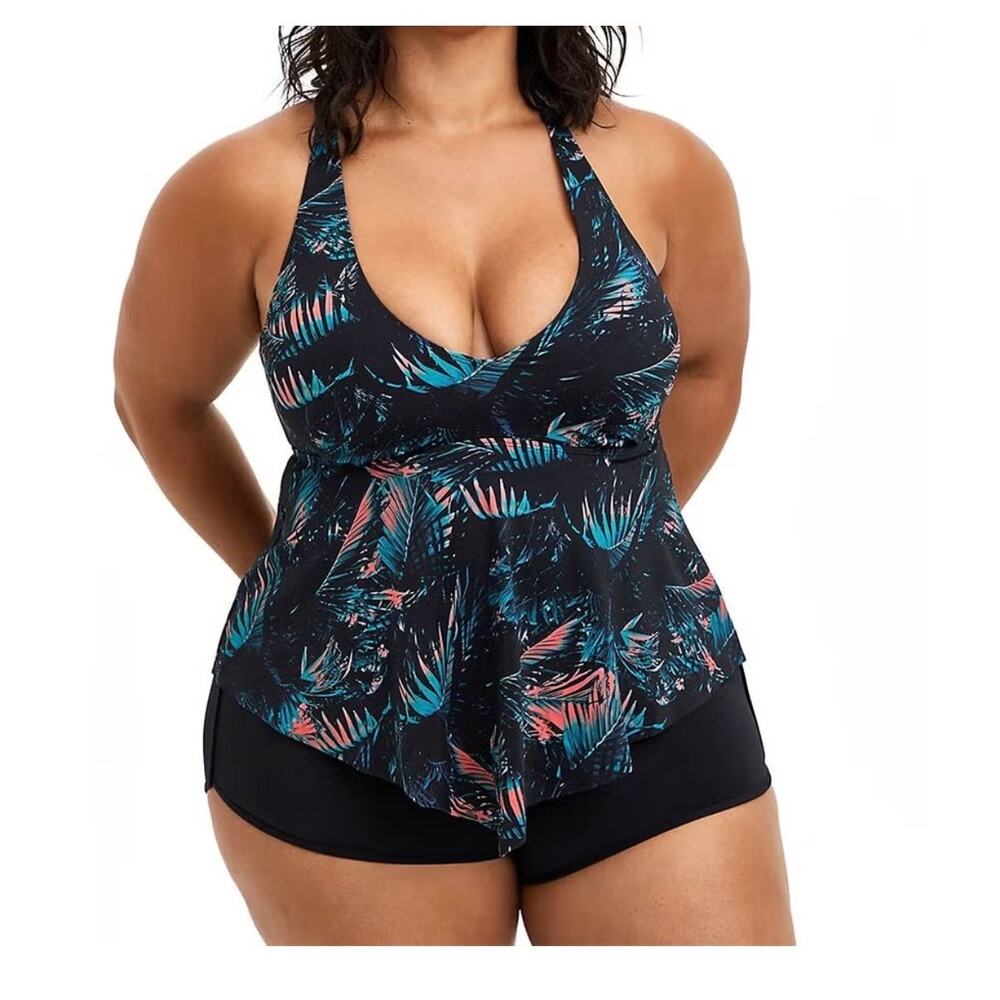Torrid 2 Palms Hanky Hem tankini swim top SW 3370